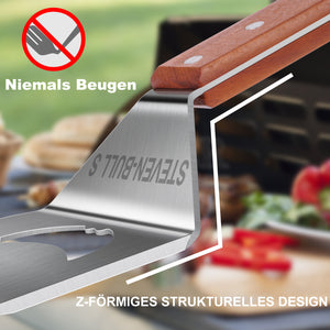 7 in 1 grillspachtel für Barbecue Grill, Multifunktion Grillbesteck mit Holzgriff, Eingebaute grillbesteck-set-Funktion,Kreativer Grillwender, Einzigartige Grillwerkzeuge, Grillen Geschenke für Männer