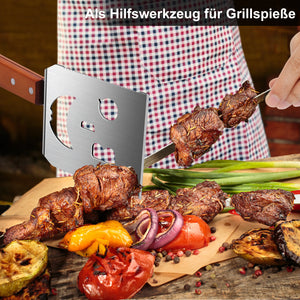 7 in 1 grillspachtel für Barbecue Grill, Multifunktion Grillbesteck mit Holzgriff, Eingebaute grillbesteck-set-Funktion,Kreativer Grillwender, Einzigartige Grillwerkzeuge, Grillen Geschenke für Männer