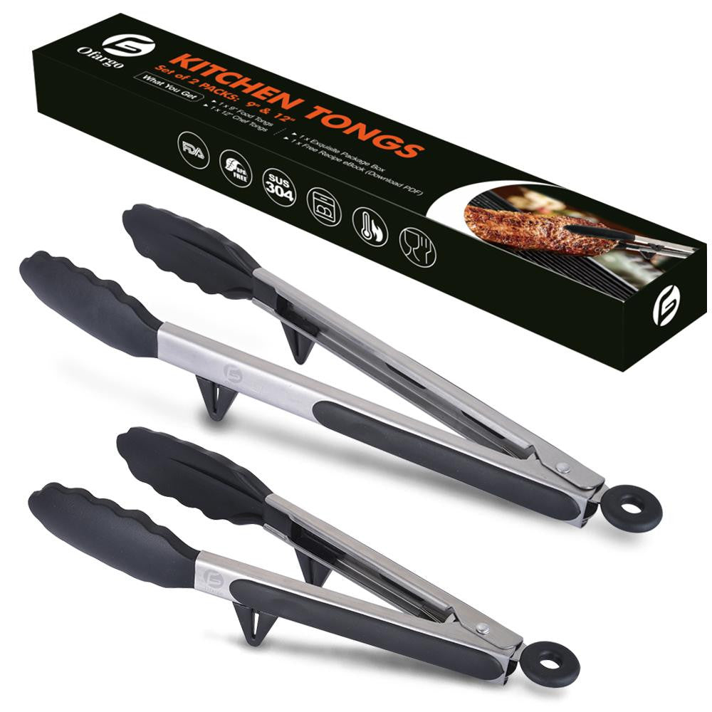 12 Pack Stainless Steel Kitchen Tongs 7/9/12 Inches Food Serving Tong  Kitchen Cooking Tongs
